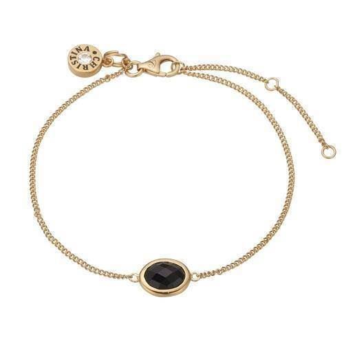 Image of forgyldt sterling sølv Christina forgyldte sølv armbånd Black Onyx Fin kæde med facetteret sort onyx fra Christina Collect